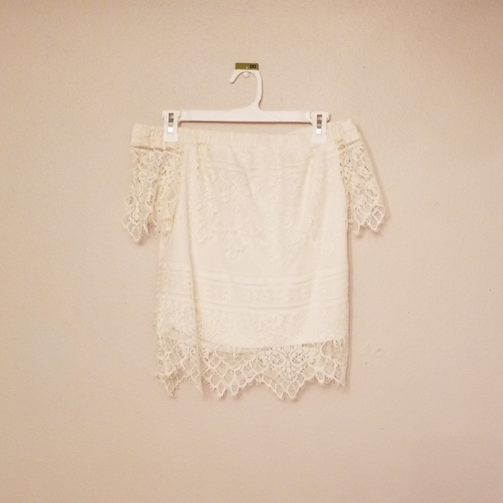 Lace off the shoulder crop top